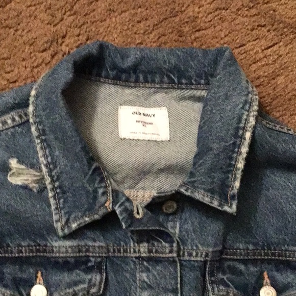 OLD NAVY BOYFRIEND DISTRESSED DENIM JACKET, XL, nearly new. - Picture 5 of 7